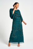 Adela Storm Green Embellished Maxi Dress