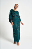 Adela Storm Green Embellished Maxi Dress