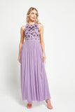 Aeris Lilac Floral Embellished Maxi Dress