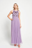 Aeris Lilac Floral Embellished Maxi Dress