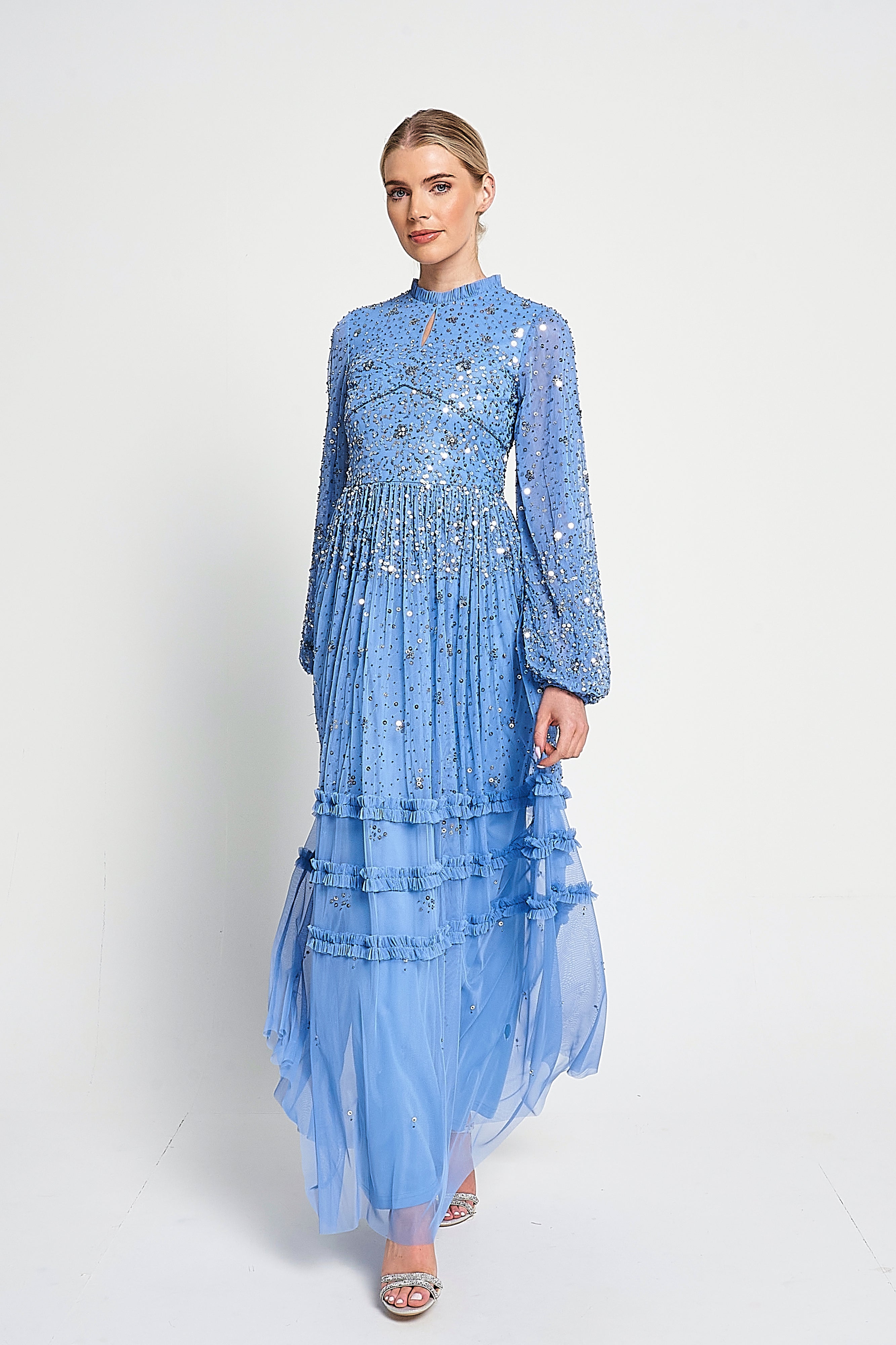 Agnes Sequin Maxi Dress - Powder Blue