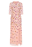 Alison Embellished Midi Dress in Primrose Pink