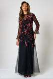 Aliza Black Floral Embellished Maxi Dress