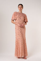 Amandine Blush Embellished Maxi Dress
