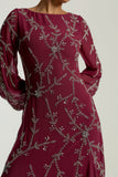 Amara Burgundy Embellished Maxi Dress