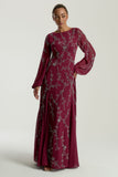 Amara Burgundy Embellished Maxi Dress