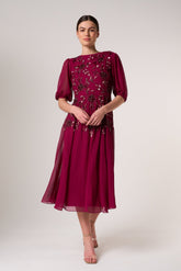 Amora Berry Embellished Midi Dress