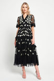 Amy Black Floral Embroidered Midi Dress