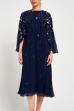 Annette Navy Embellished Midi Dress