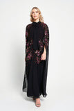 Anya Black Embellished Cape Sleeve Maxi Dress