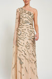 Arlene One Shoulder Cape Sleeve Embellished Maxi Dress