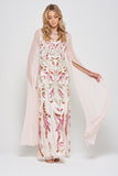 Aurelia Shell Embellished Cape Sleeve Maxi Dress