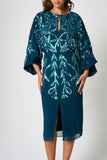 Beryl Deep Teal Sequin Midi Dress