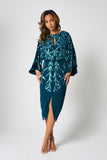 Beryl Deep Teal Sequin Midi Dress