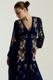 Brinna Navy Floral Embroidered Maxi Dress