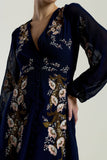 Brinna Navy Floral Embroidered Maxi Dress