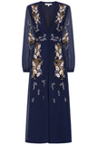 Brinna Navy Floral Embroidered Maxi Dress