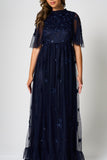 Callie Navy Floral Embroidered Maxi Dress