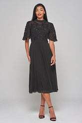 Cari Cornelli Sequin Midi Dress - Black