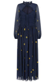 Cassia Navy Floral Embroidered Maxi Dress