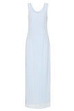 Celeste Blue Embellished Maxi Dress with Detachable Cape