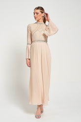 Celia Nude Embellished Maxi Dress