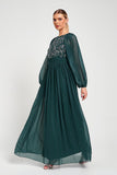 Celyn Green Embellished Maxi Dress