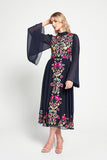 Cerelia Navy Floral Embroidered Midi Dress