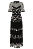 Cicely Black Floral Embroidered Midaxi Dress