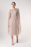 Clara Embellished Cape Sleeve Midi Dress
