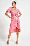 Cleo Embellished Wrap Front Dress - Strawberry Pink