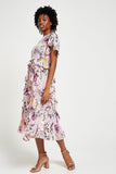 Corinna Pink Floral Print Midi Dress