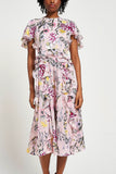 Corinna Pink Floral Print Midi Dress