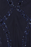 Diane Sequin Maxi Dress in Navy