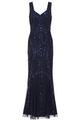 Diane Sequin Maxi Dress in Navy
