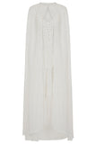 Dorothy Sequin Midi Dress with Cape - White