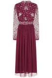 Dosia Berry Embellished Midi Dress