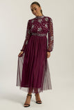 Dosia Berry Embellished Midi Dress