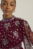 Dosia Berry Embellished Midi Dress