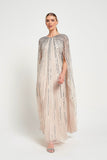 Edna Nude Sequin Cape Sleeve Maxi Dress