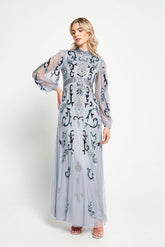 Eiden Grey Embellished Maxi Dress