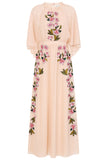 Frock & Frill Elliana blush embroidered maxi dress with cape detail
