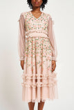 Eloise Blush Floral Embellished Midi Dress