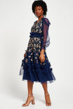Frock & Frill Eloise navy embellished midi dress with elegant detailing