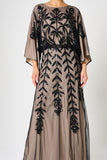 Elva Nude and Black Sequin Maxi Dress