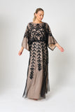 Elva Nude and Black Sequin Maxi Dress