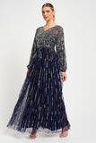 Elvina Navy Embellished Maxi Dress