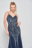 Emma Navy Embellished Cami Maxi Dress