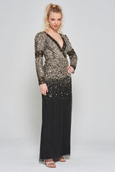 Esther Black and Gold Embellished Maxi Dress
