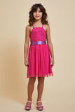 Bianca pink girls’ occasion dress with embroidered bodice and tulle skirt
